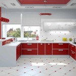 красная кухня с белыми элементами